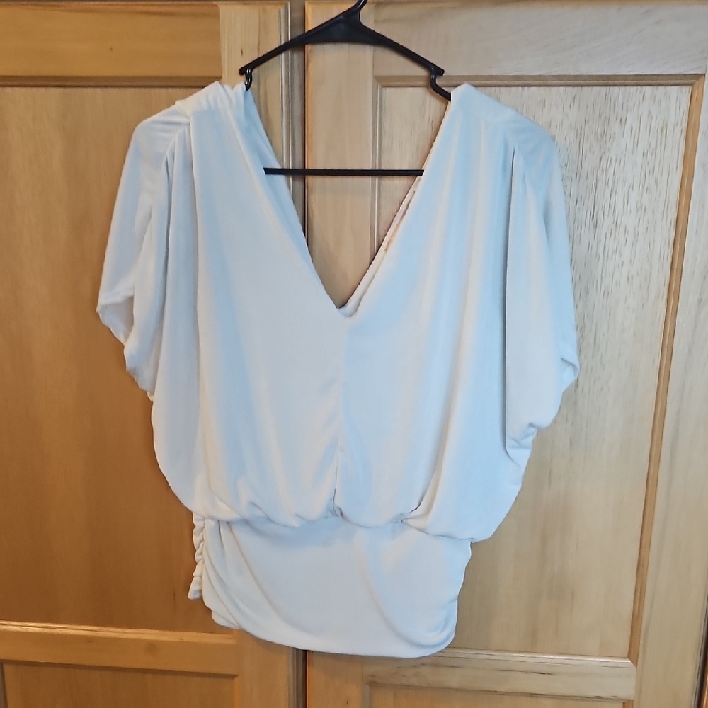 White Relaxed Dolman Sleeve Blouse